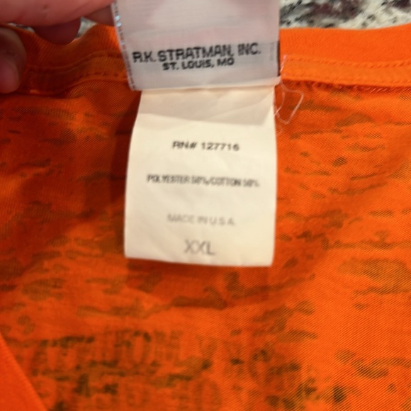 Harley Davidson DEALERSHIP  T-Shirt Orange V NECK Smokey Mountain Size XXL e5 - Picture 8 of 8